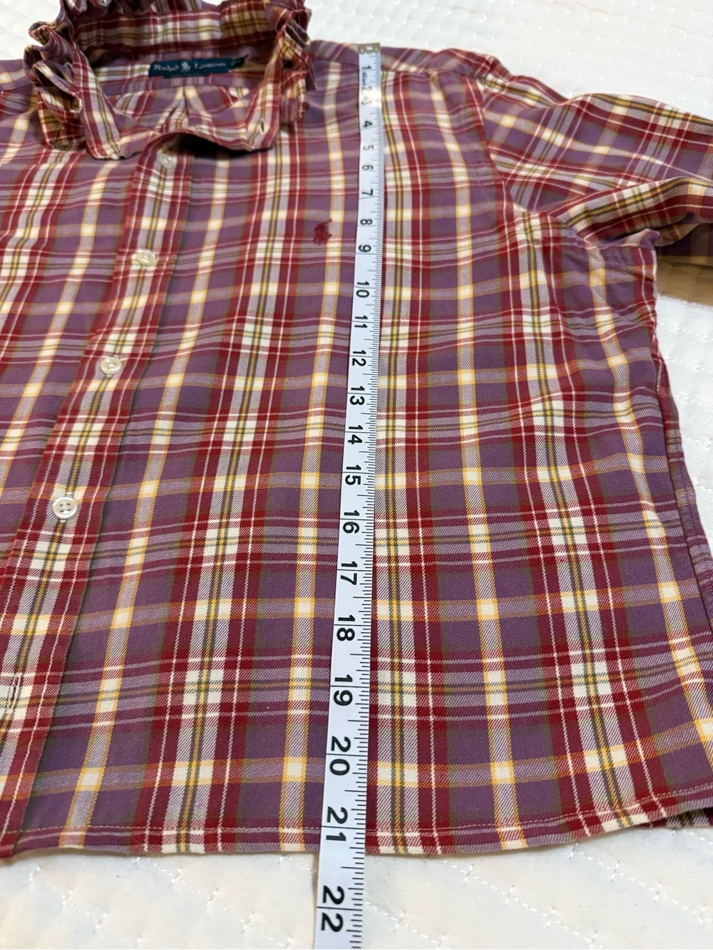 Plaid Ralph Lauren Ruffle-Collar Button-Down Shirt - Picture 6 of 11